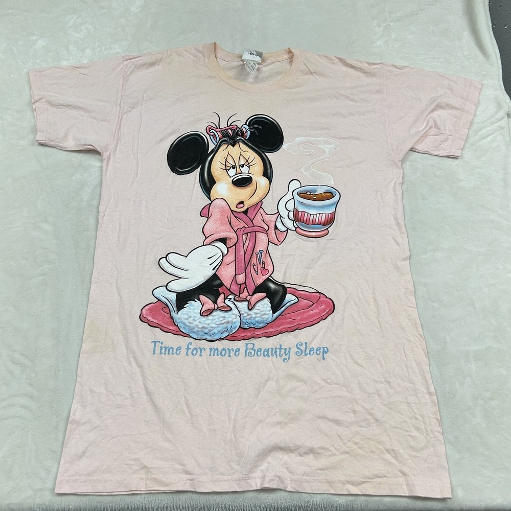 Disney Minnie Mouse Sleep Shirt Womens One Size Pink Beauty Sleep Coffee Graphic